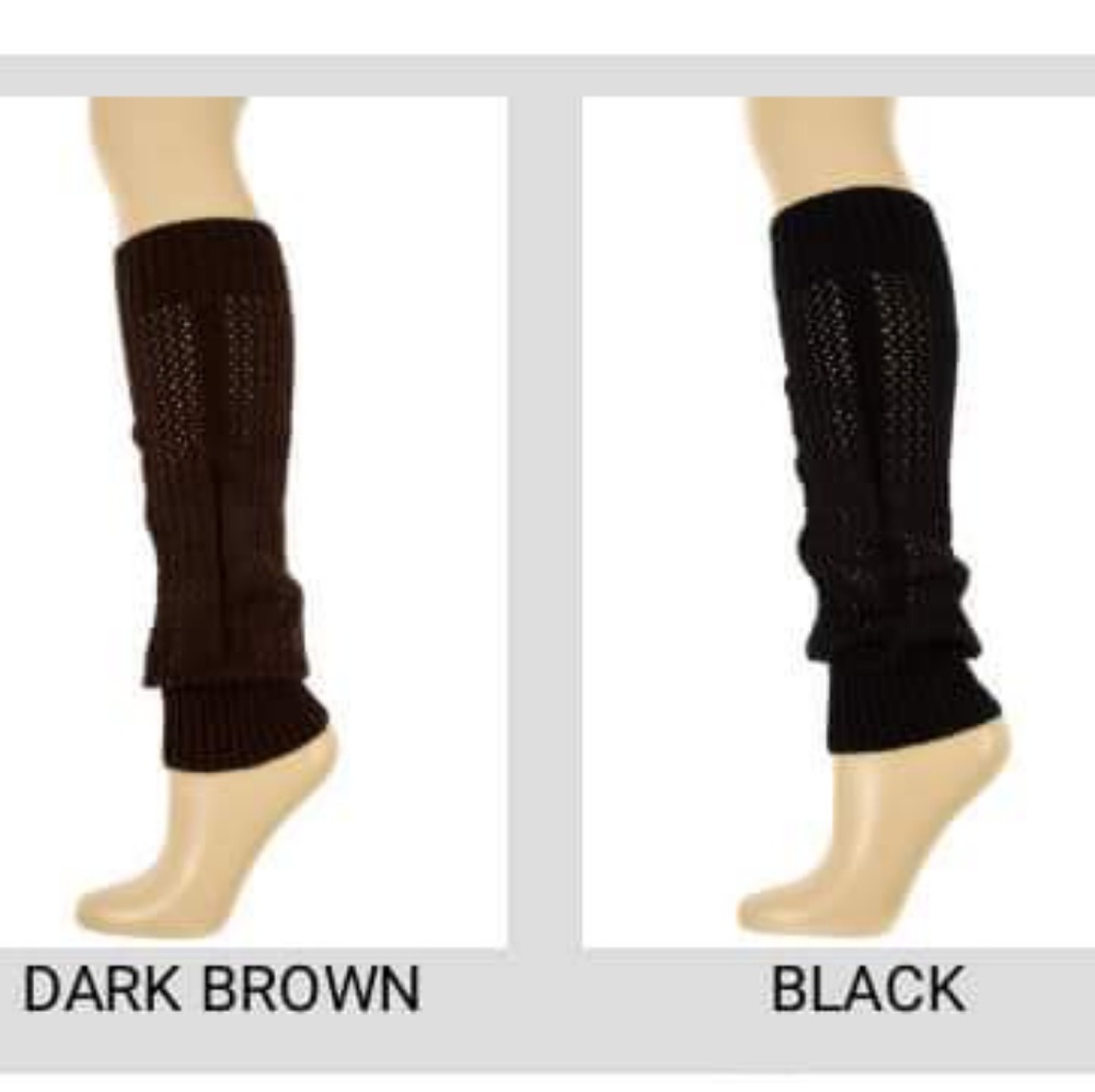 Dark Brown Large Knit Leg Warmers